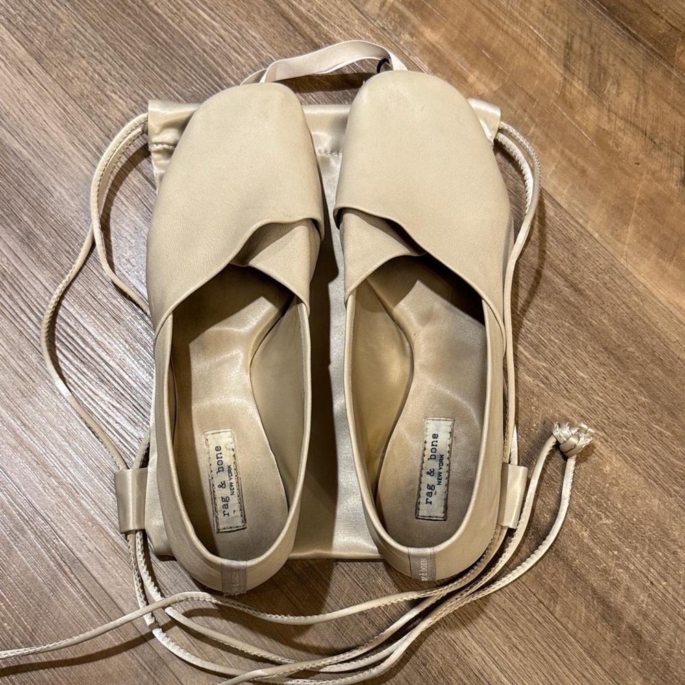 rag & bone Ellory Slipper Leather Cream Ballet Flats